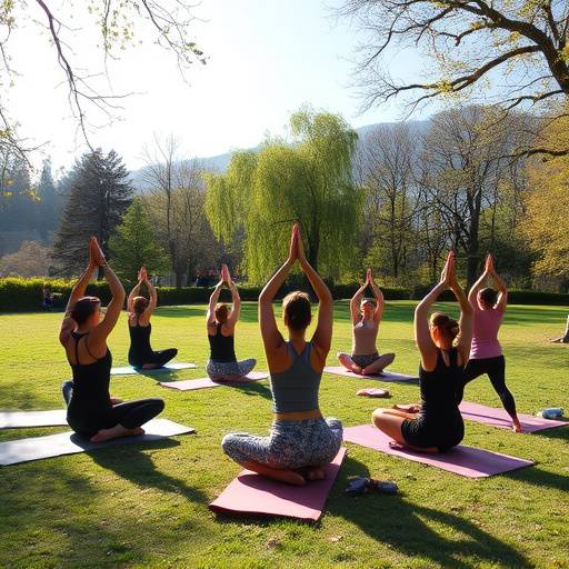 A group of people doing yoga in a park, enjoying the benefits of exercise