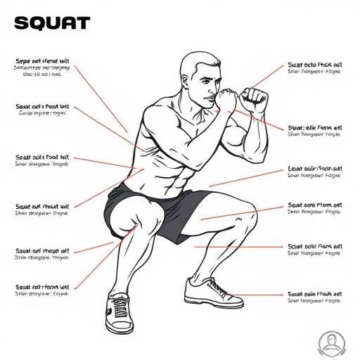 Illustration showing the correct form for a squat